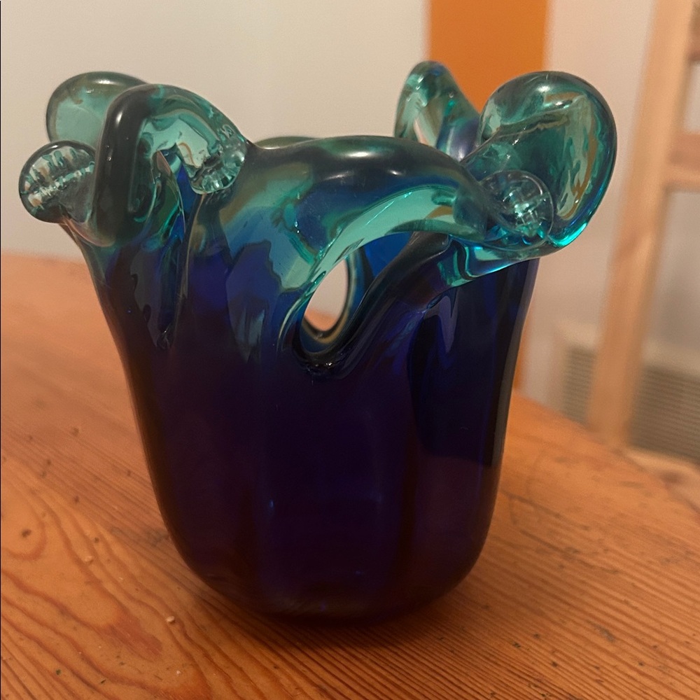 Blue and Teal Venetian Glass Vase